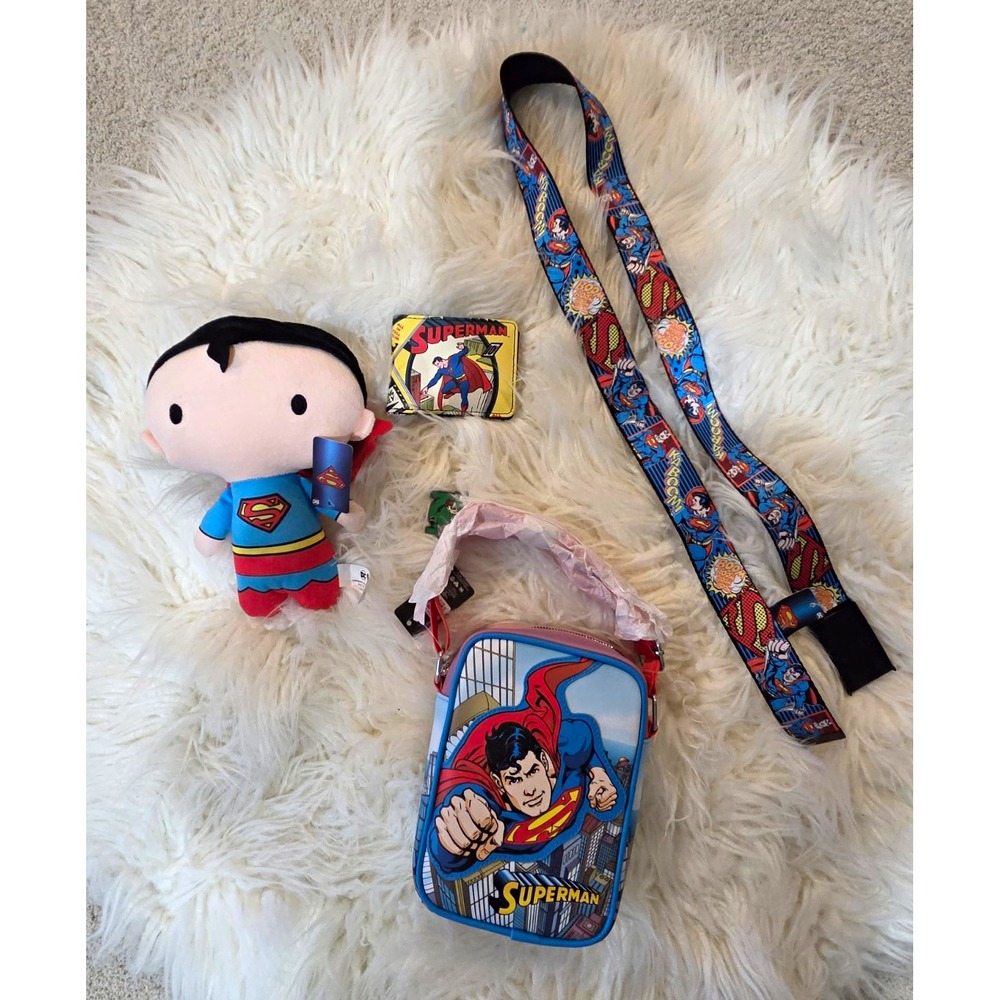 Superman Buckle-Down DC Comics Bifold Wallet, Belt Lunchbox, Plush